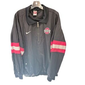 VINTAGE Nike Ohio State Buckeyes Pullover Jacket XL Black Red Gray Windbreaker‎